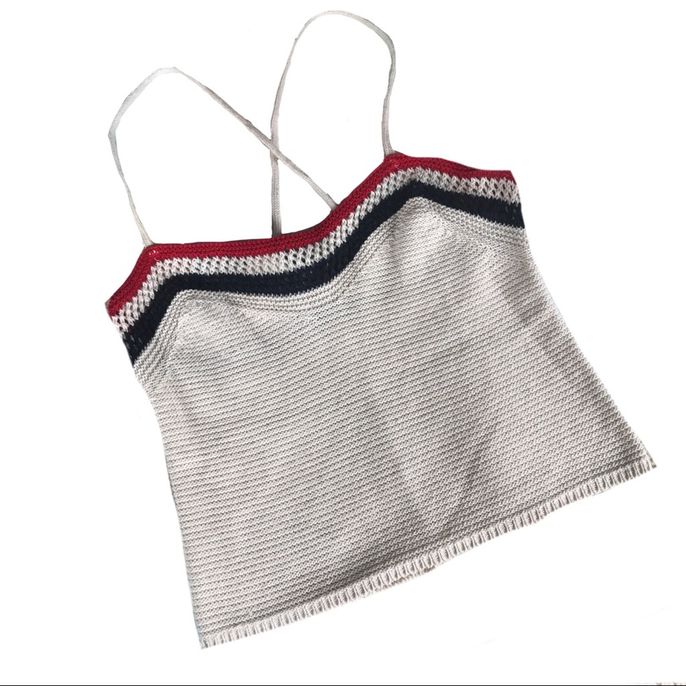 Zara Off-White Crochet Knit Crop Top NWT Cami Size Small